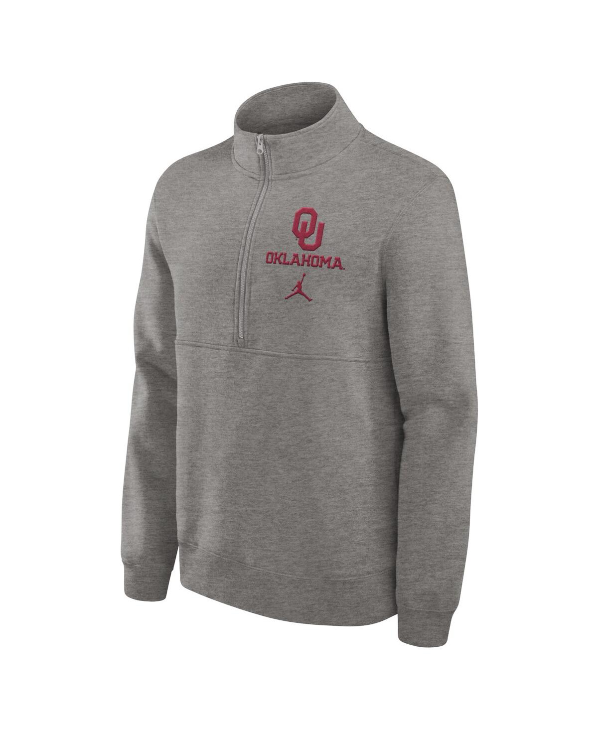 JORDAN MEN'S HEATHER GRAY OKLAHOMA SOONERS PRIMETIME CLUB HALF-ZIP SWEATSHIRT 