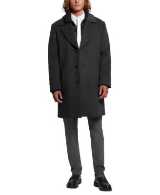 Men's Wool Blend Coat with Removable Quilted Bib