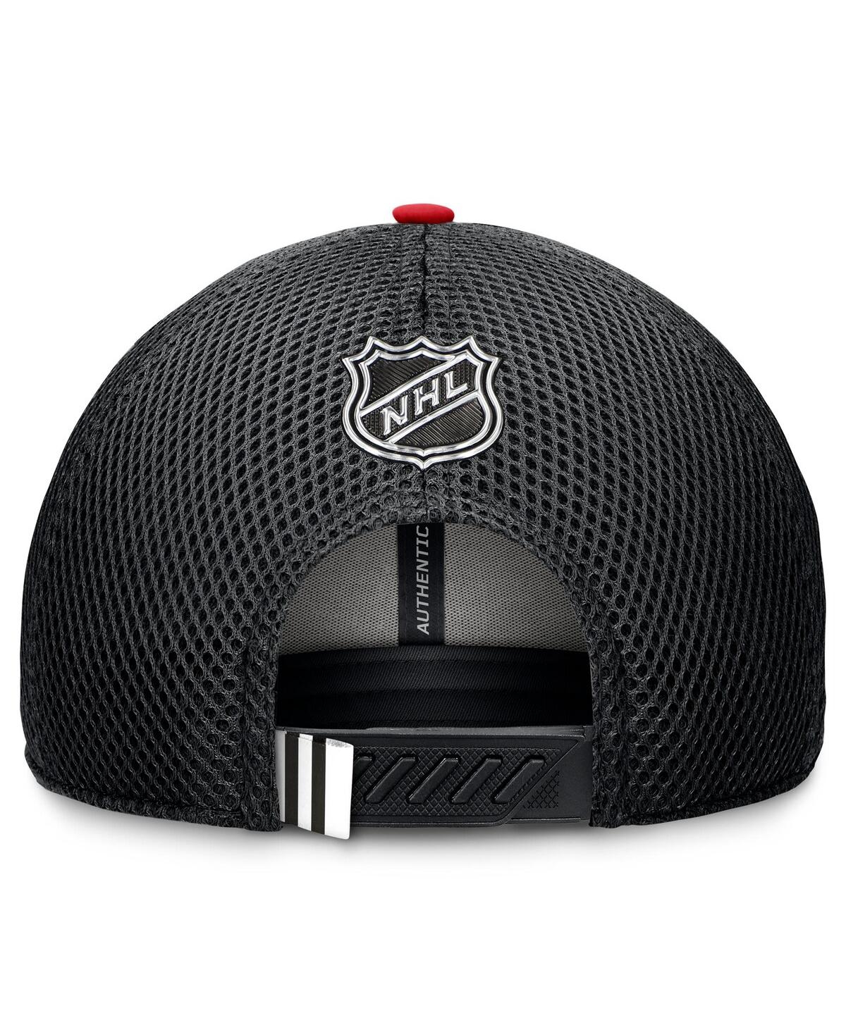 Fanatics Men's Black Chicago Blackhawks 2024 Nhl Draft On Stage Trucker Adjustable Hat In Black,red