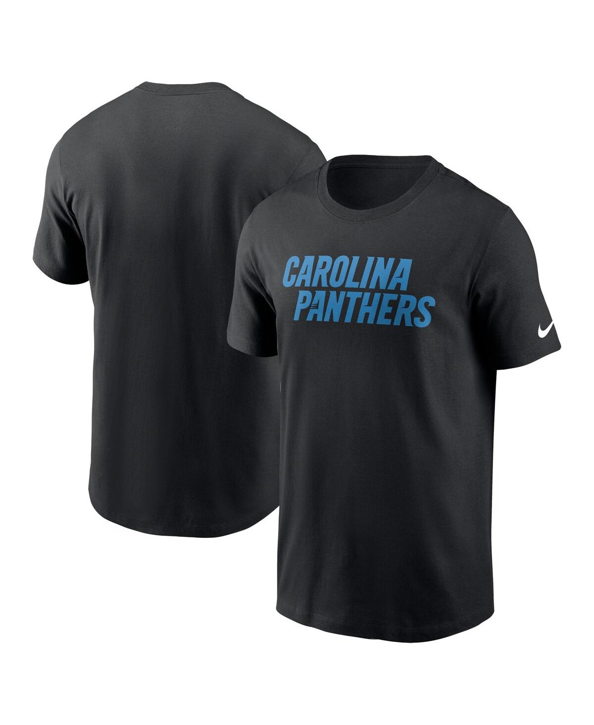 Nike Men's Black Carolina Panthers Primetime Wordmark Essential T-shirt In Black