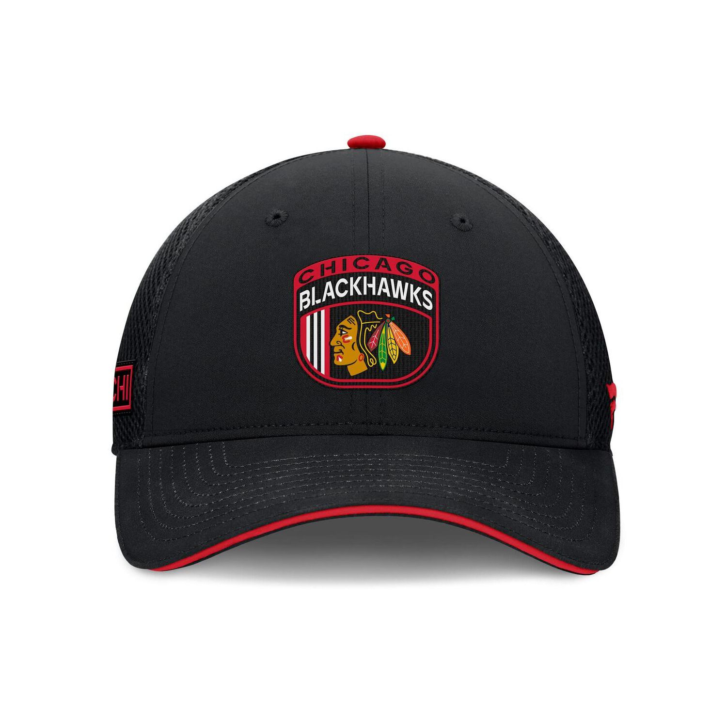 Men's Black Chicago Blackhawks 2024 NHL Draft On Stage Trucker Adjustable Hat