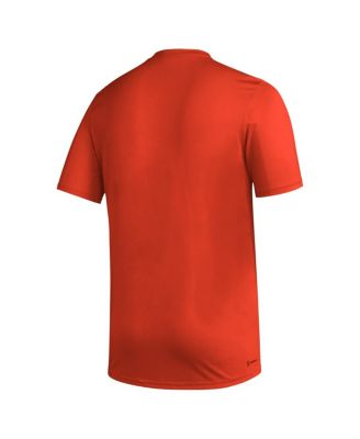 Men's Orange Miami Hurricanes Primary Locker Logo Pre-Game AEROREADY T-Shirt