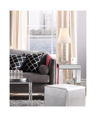 Bohemian Country Cottage Accent Table Lamp 21" High Clear Stacked Glass Off White Bell Shade for Bedroom Living Room Bedside Nightstand