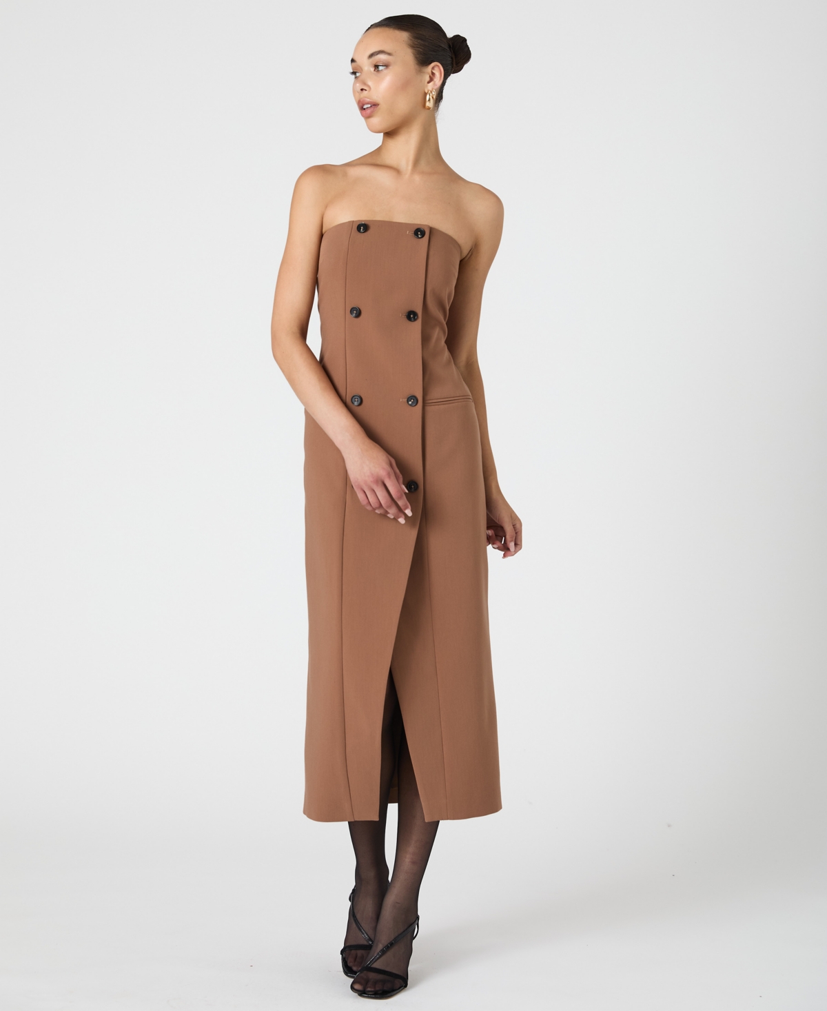 French Connection Women's Azra Twill Strapless Trench Midi Dress