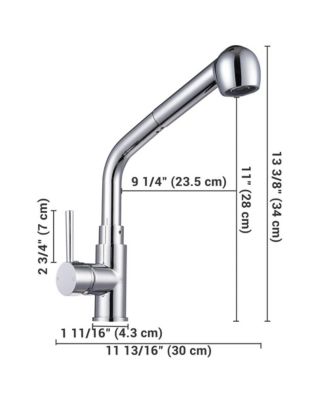 Stainless Steel Kitchen Sink Faucet Pull Out Dual Function Mixer Taps 1 Handle Long Neck