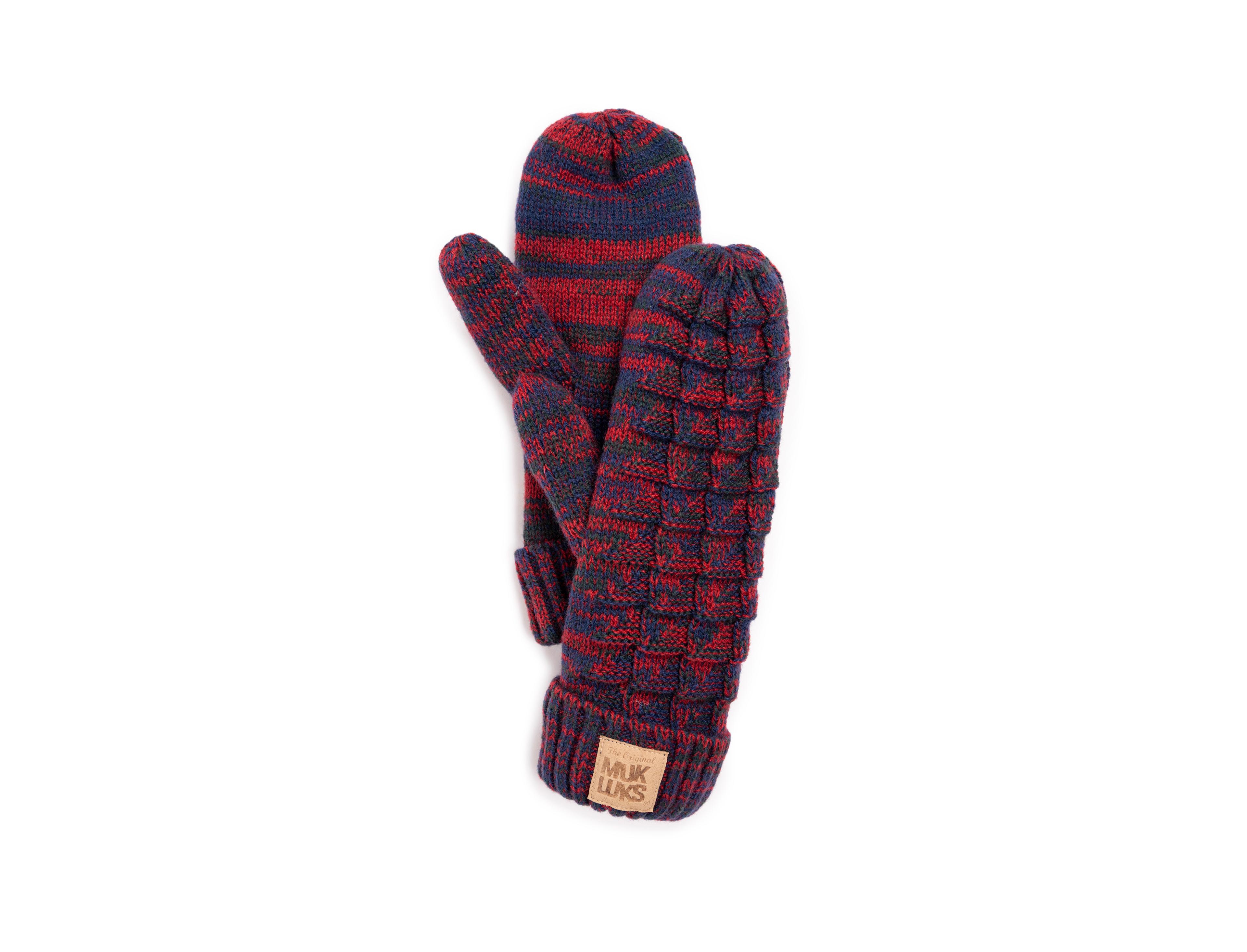 Muk Luks Women's Patch Pom Mittens, Liberty Blue, One Size