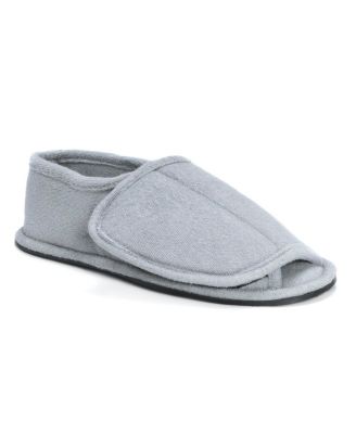 Mens Terry Open Toe Velcro Slippers