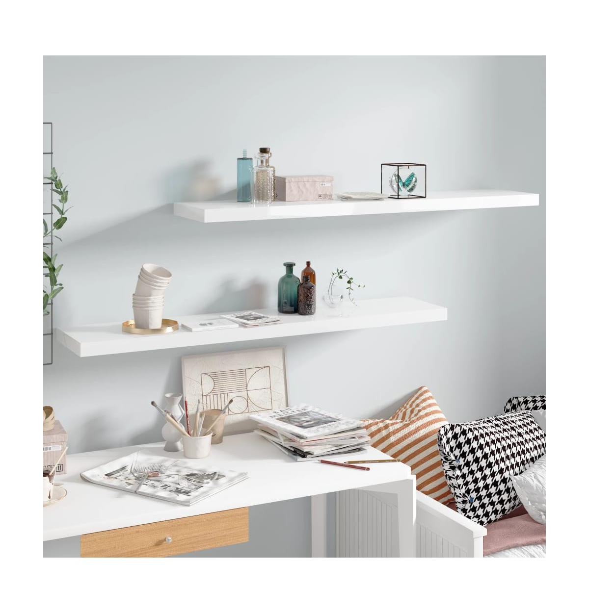 vidaXL Floating Wall Shelves 2 pcs High Gloss47.2
