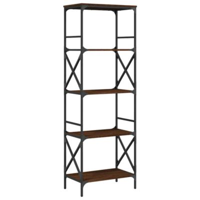 Bookcase Brown Oak Engineered Wood and Metal Medium Bookcase