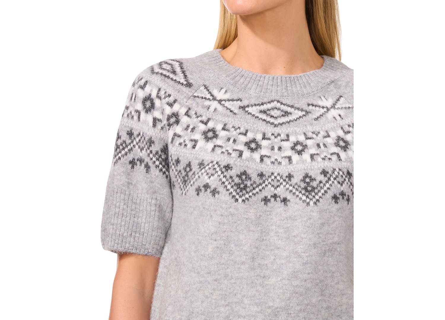 Women's Short-Sleeve Fair Isle Sweater