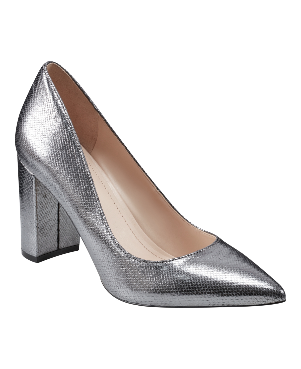 Women's Viviene High Block Heel Pumps - Pewter Snake
