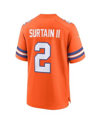 Men's Patrick Surtain II Orange Denver Broncos Mile High Collection 1977 Throwback Player Game Jersey