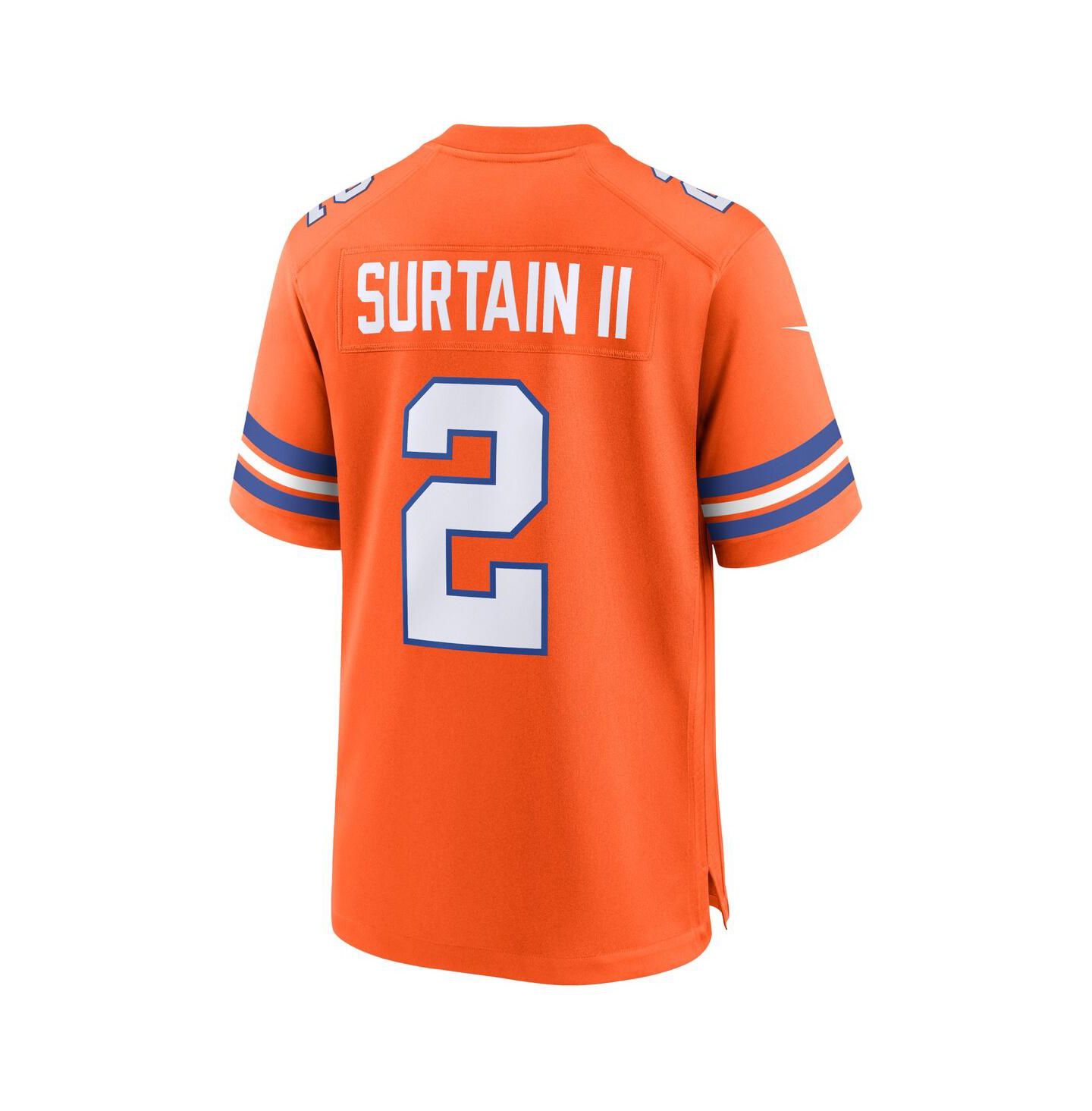 Мужской топ Nike Patrick Surtain II Orange Denver Broncos Mile High Collection 1977 Throwback Player Game Jersey — фото 2