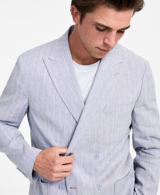 Men's Slim Fit Double Breasted Linen Suit Jacket