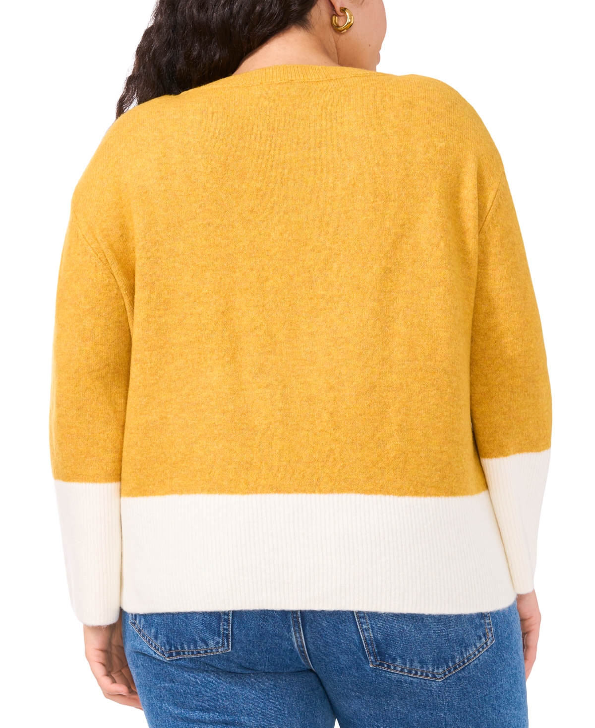 VINCE CAMUTO PLUS SIZE COLORBLOCKED CREWNECK SWEATER 