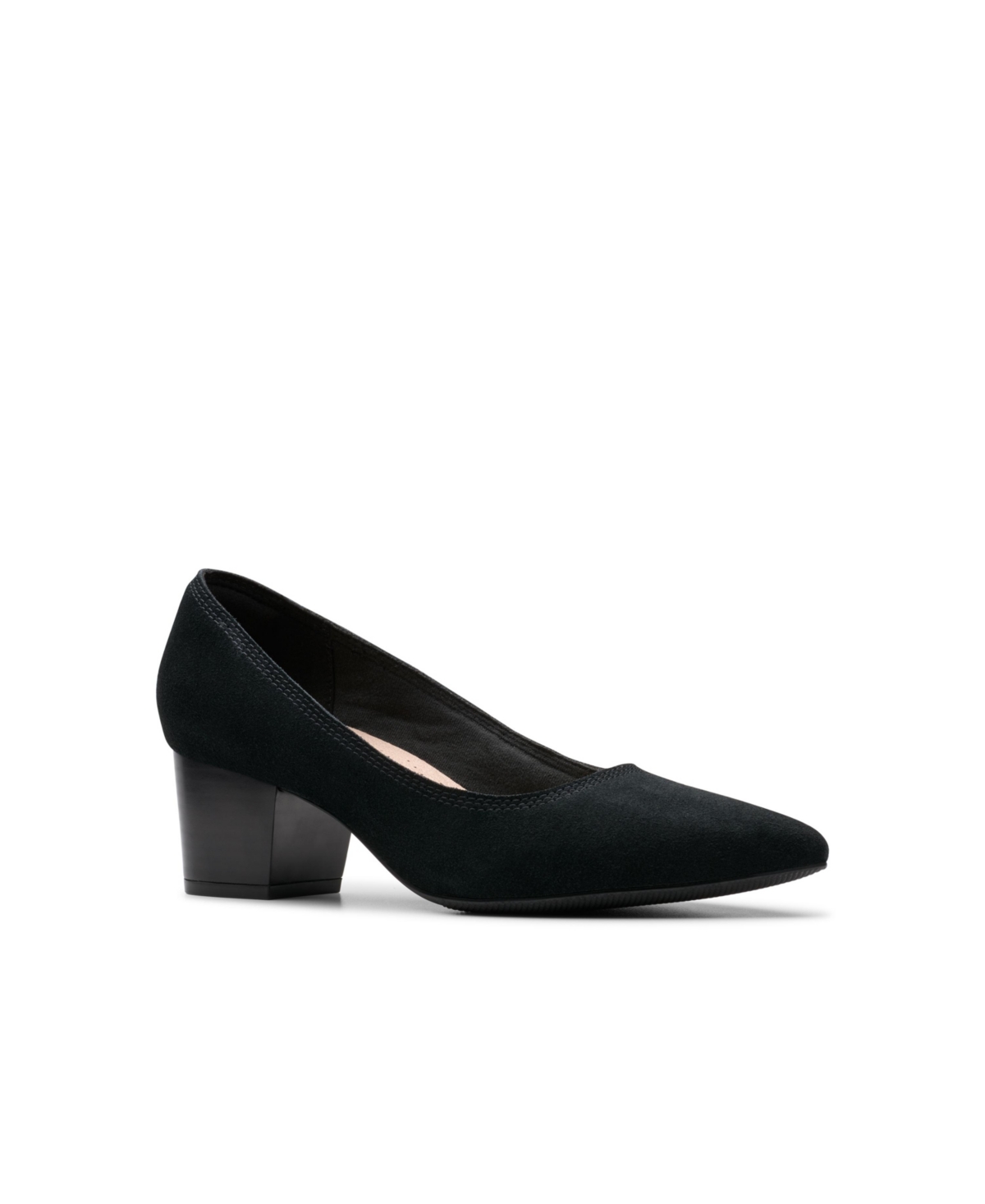Clarks Teresa Step Womens Suede Pointed Toe Block Heels In Black Suede