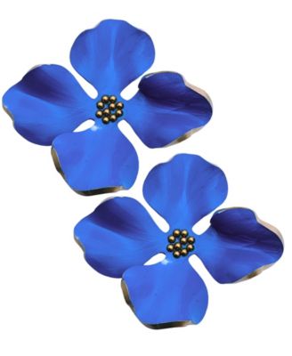 Swanky Designs Large Floral Statement Earrings - Turquoise