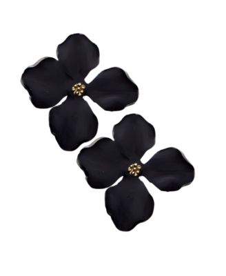 Swanky Designs Large Floral Statement Earrings - Black 49$