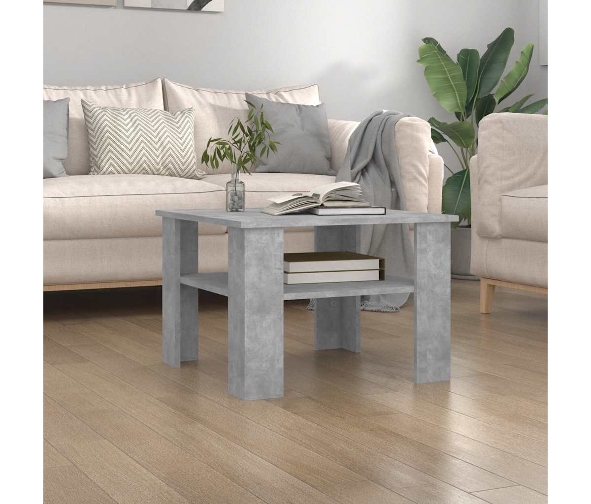 vidaXL Coffee Table Concrete Gray 23.6"x23.6"x16.5" Engineered Wood