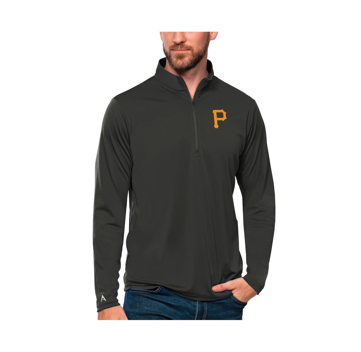 Men's Charcoal Pittsburgh Pirates Tribute Quarter-Zip Pullover Top