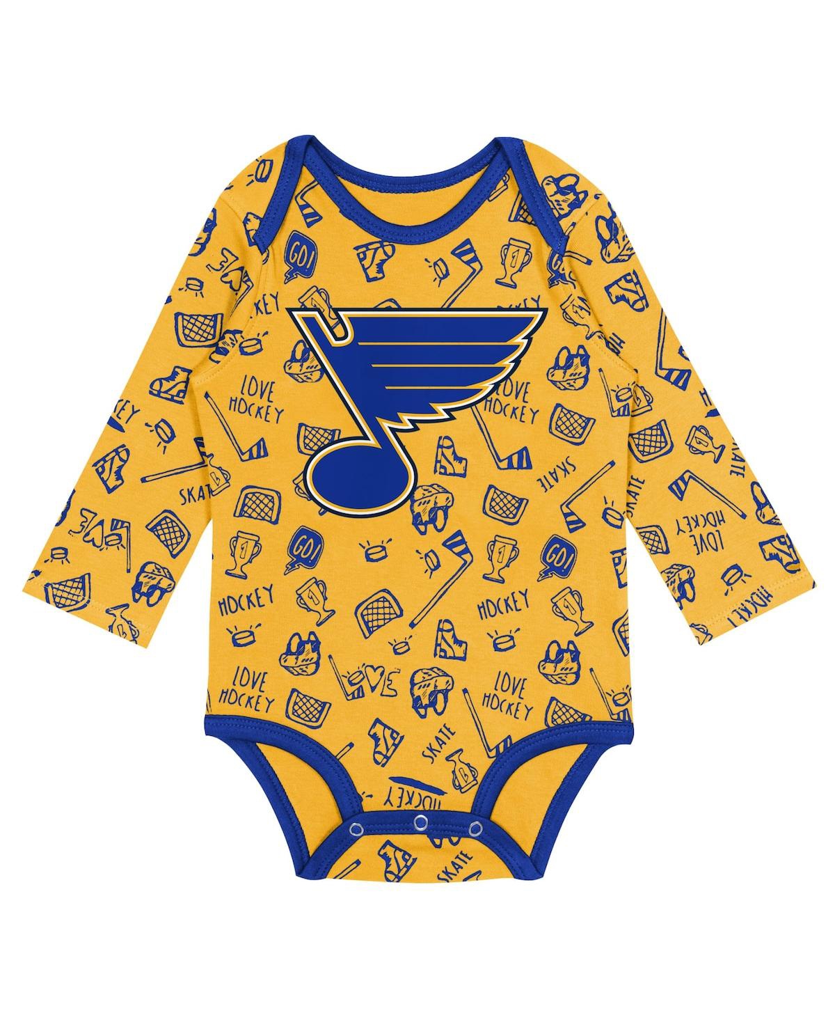 Outerstuff Baby Boys And Girls Gold St. Louis Blues Dynamic Defender Long Sleeve Bodysuit In Gold