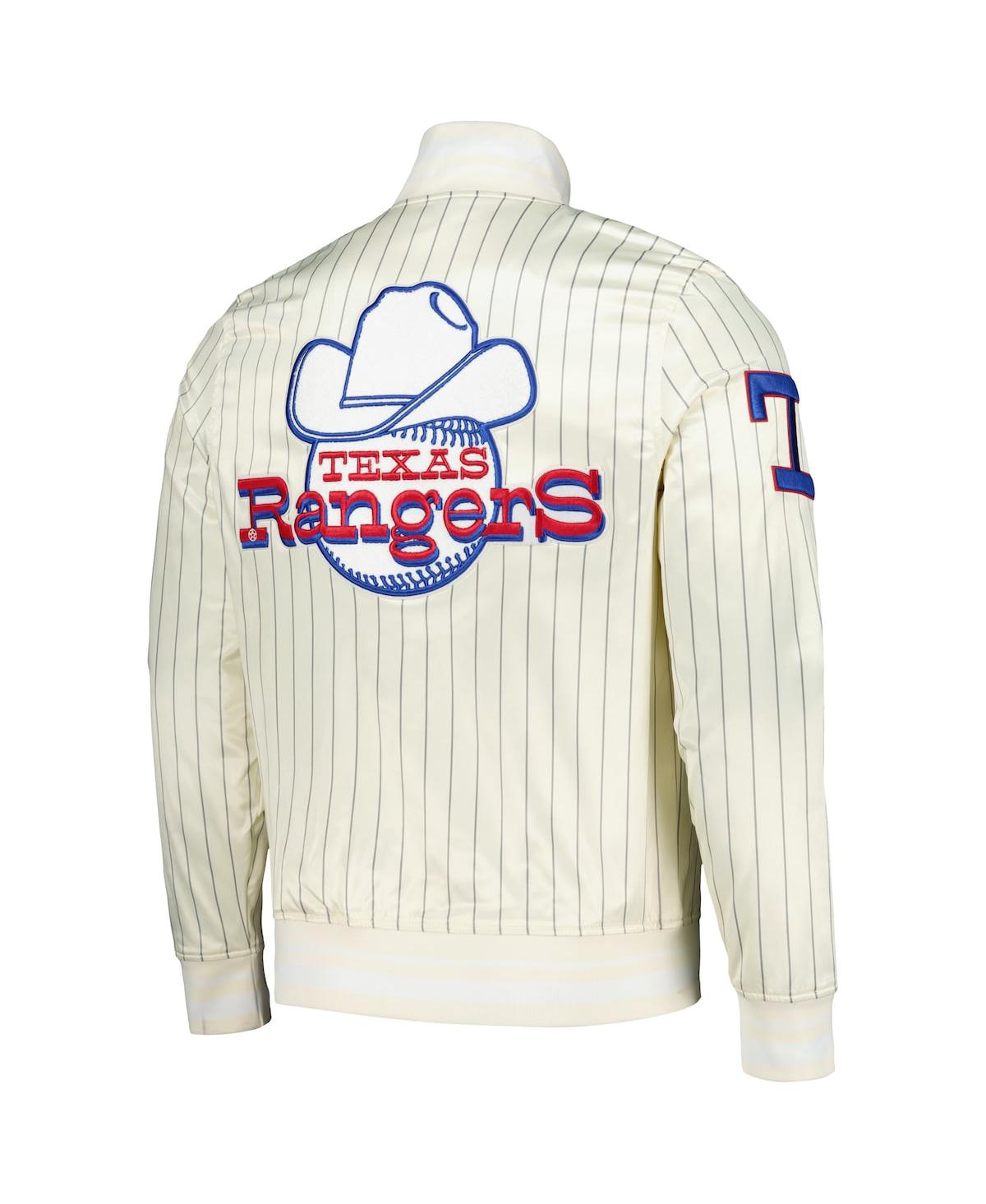 Pro Standard Men's Cream Texas Rangers Cooperstown Collection Pinstripe Retro Classic Satin Full-snap Jacket In Cream