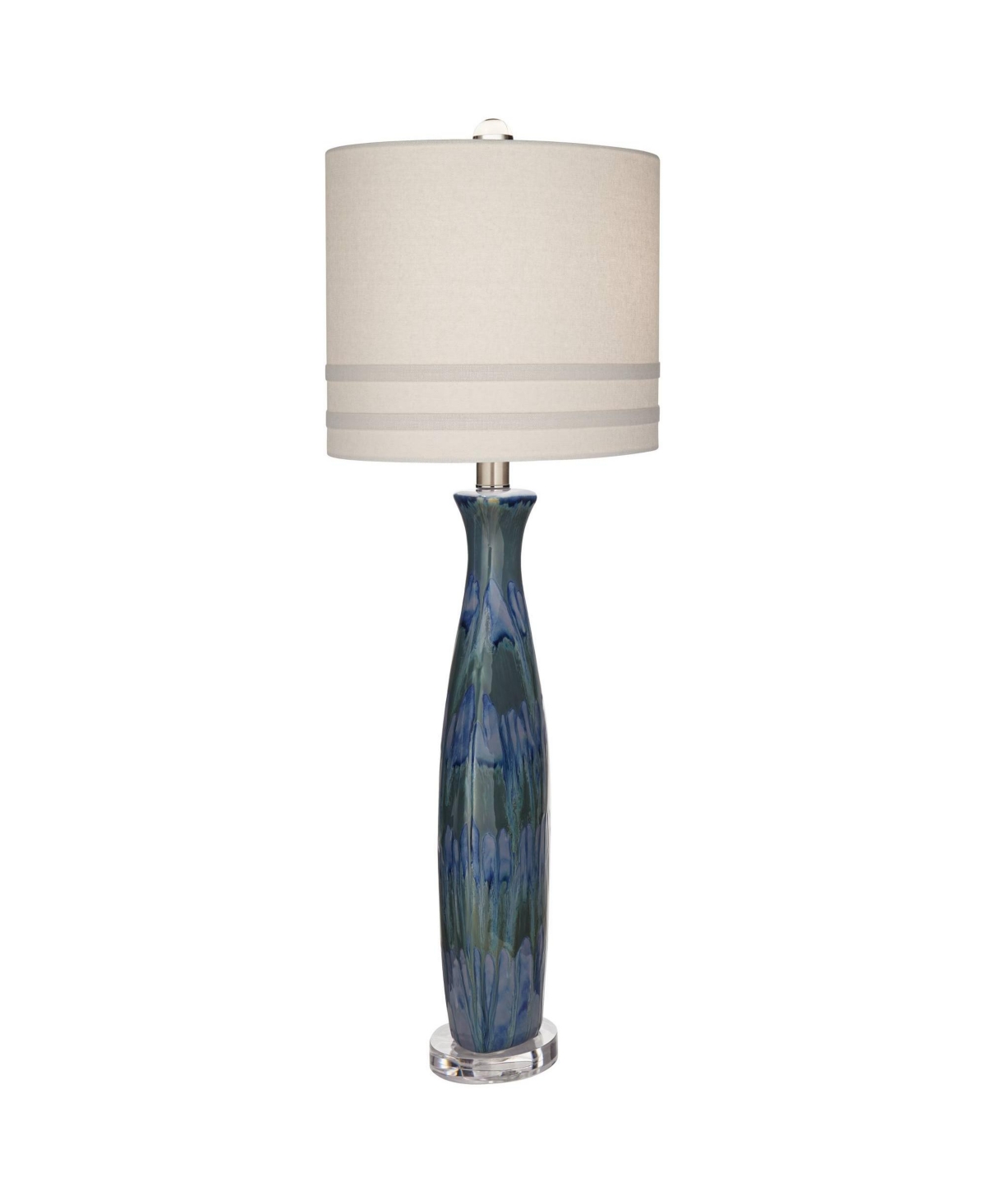 Annette Coastal Table Lamp Handcrafted TallDrip Ceramic Vase Off White Oval Shade Decor for Living Room Bedroom House Bedside Home Office En