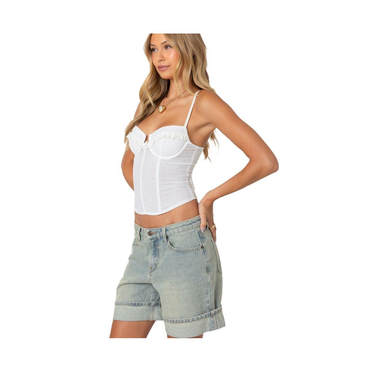 Edikted Women's Semi Sheer Linen Look Corset