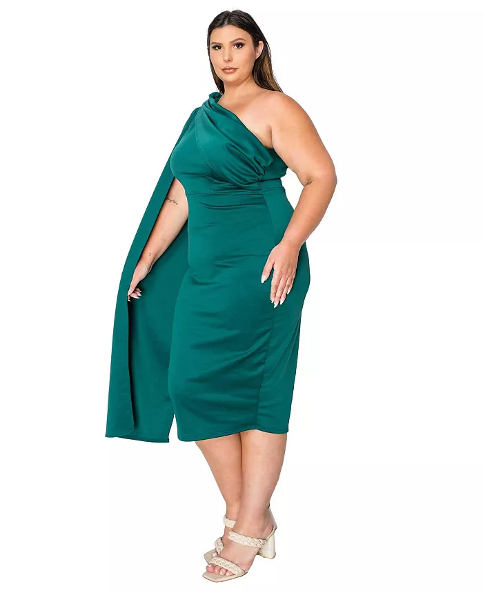 Plus Size Spade One Shoulder Cape Dress - thumbnail 5