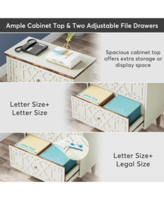 2 Drawer Lateral File Cabinet, Office Filing Cabinet for A4 / Letter Size/Legal Size Files, Wood Storage Cabinet Printer Stand