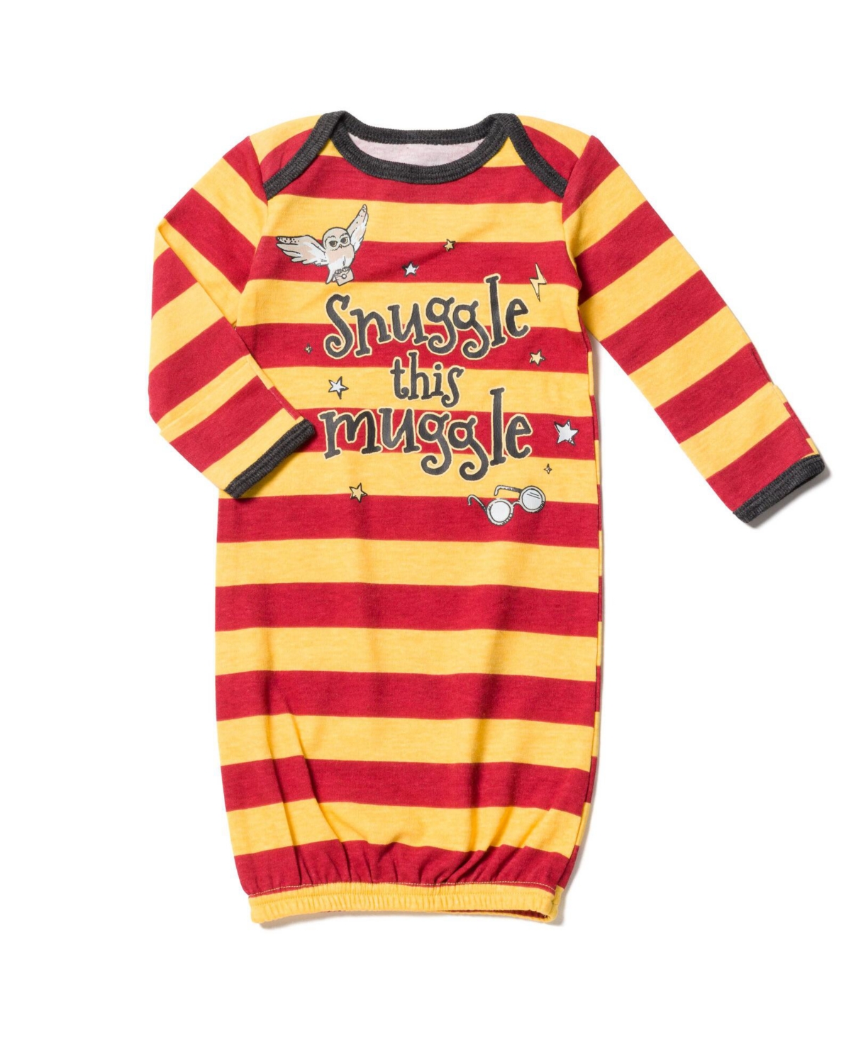 Harry Potter Baby Boys Hedwig Owl Baby Long Sleeve Swaddle Sleeper Gowns -/ gray