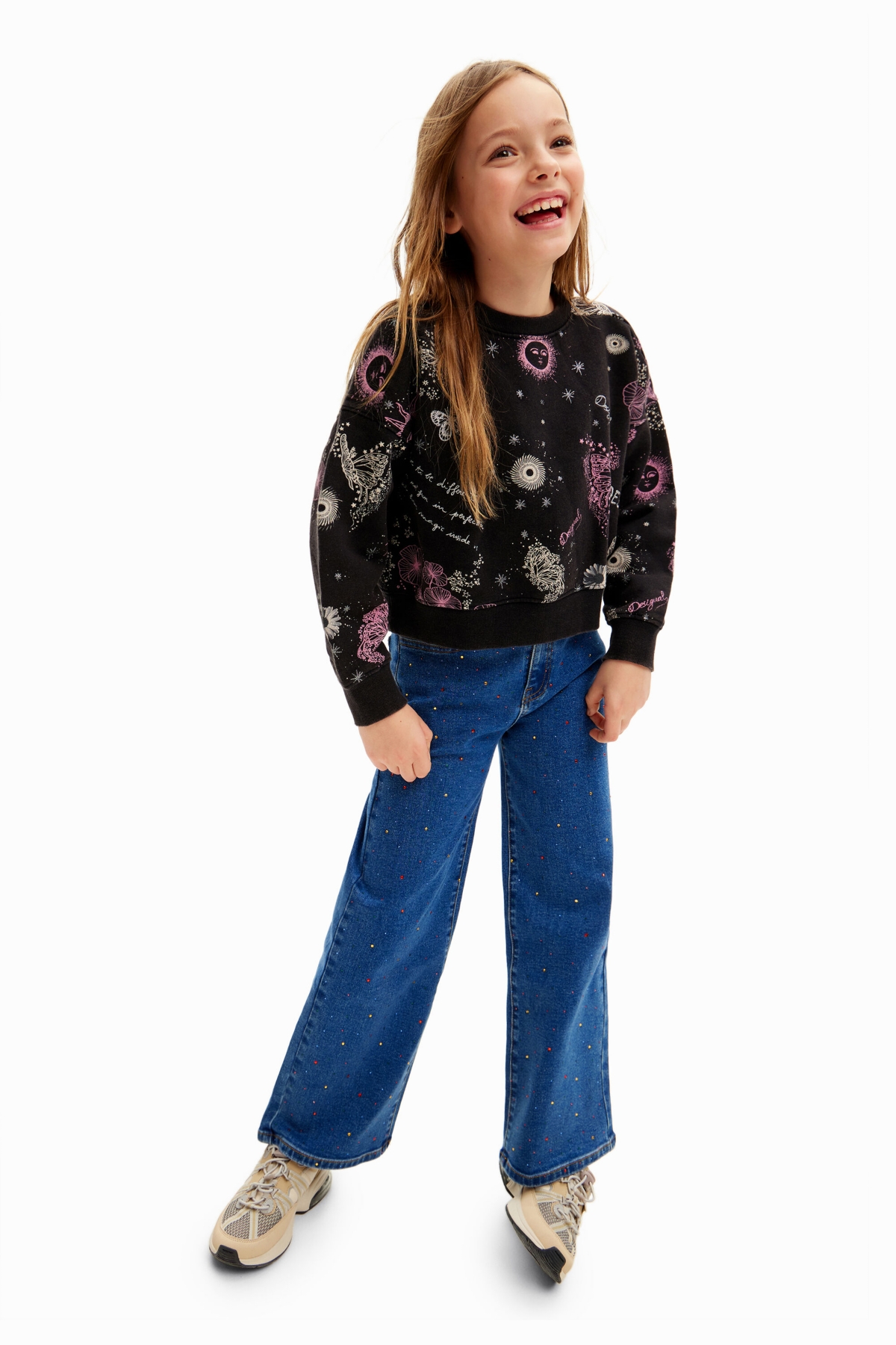 Desigual Girls Girls's Universe flowers sweatshirt