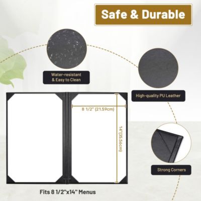 WeChef 10 Pack Restaurant Menu Covers 8.5x14" Book Style 2 Pages 2 Views – Menu Covers