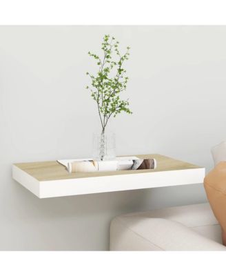 Floating Wall Shelf Oak and White 19.7"x9.1"x1.5" MDF