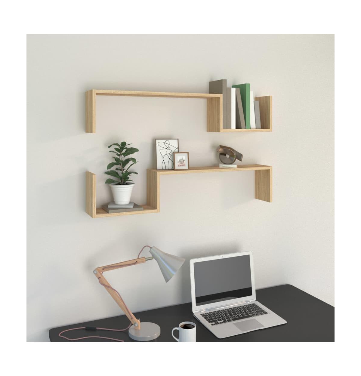 vidaXL Wall Shelves 2 pcs Sonoma Oak 39.4"x5.9"x7.9" Engineered Wood