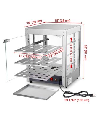 WeChef 15" Commercial Countertop Food 3-Tier Pizza Warmer with LED Adjustable Lighting Food Heater Display Case Stainless Steel for Buffet Restaurant Pizza Display Case
