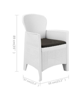 Garden Chair Set of 2 White Plastic Standard Light Weight