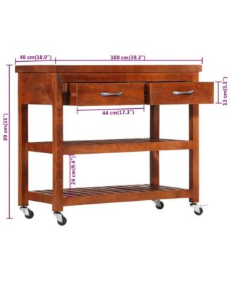 Kitchen Trolley 39.4"x18.9"x35" Solid Wood Acacia