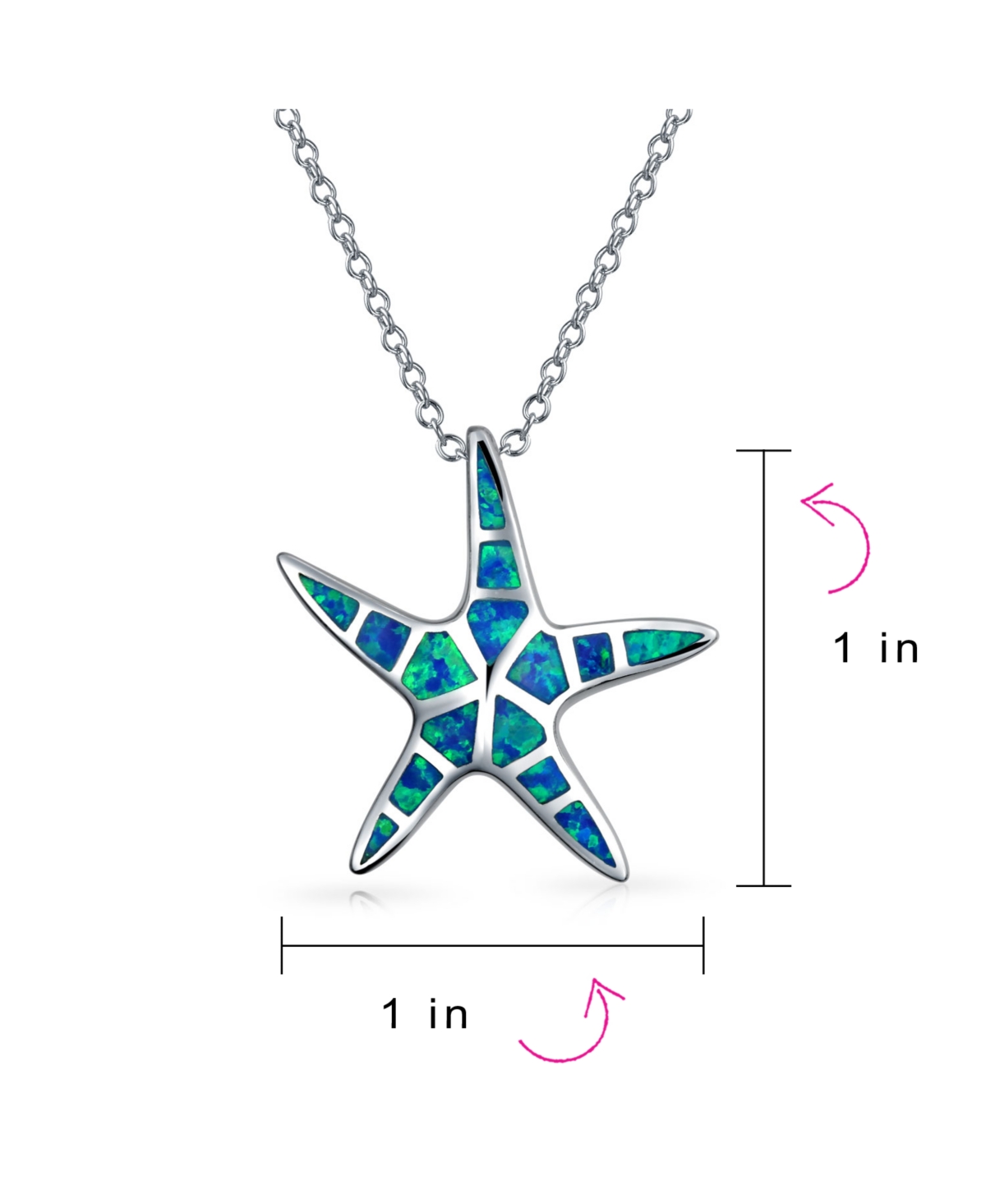 Bling Jewelry Nautical Pendant Blue Inlay Synthetic Opal Starfish Pendant Necklace For Women For Sterling Silver