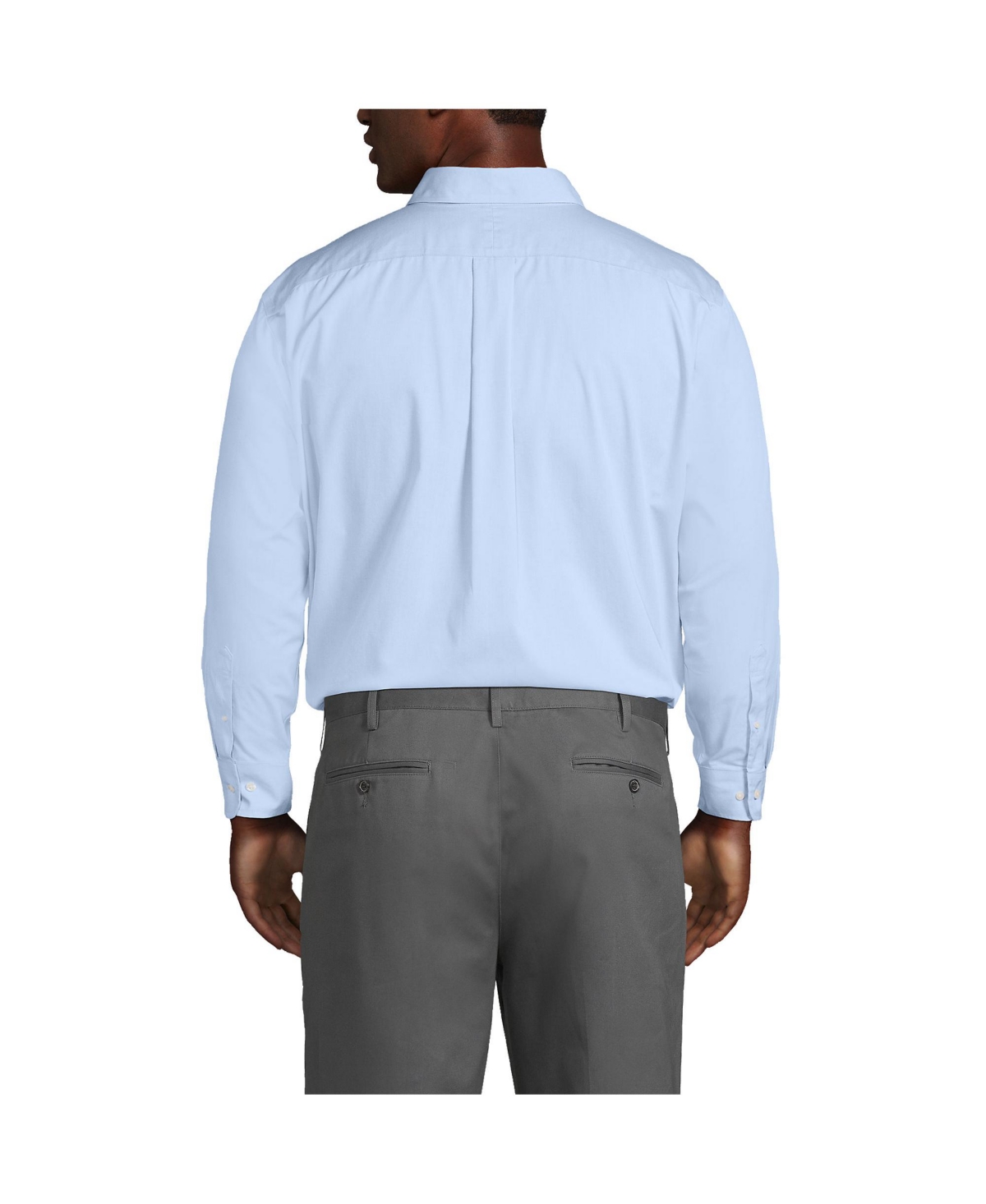 Lands' End Big & Tall Traditional Fit Solid No Iron Supima Pinpoint Buttondown Collar Dress Shirt