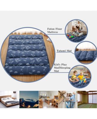 Futon Mattress Full Size, Floral Print Floor Mattress Pad Portable Dorm Sleeping Pad, 54"x 80"