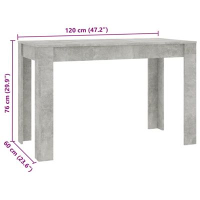 Dining Table Concrete Grey Engineered Wood Standard Durable