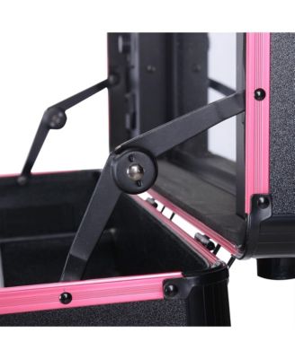 Rolling Makeup Case with Bulb Mirror Adjustable Leg Detachable Wheel