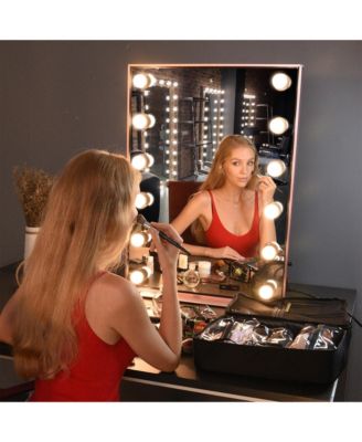 Makeup Bag Soft Sided Cosmetic Train Case 2 Layer Hangbag 4 Pouches