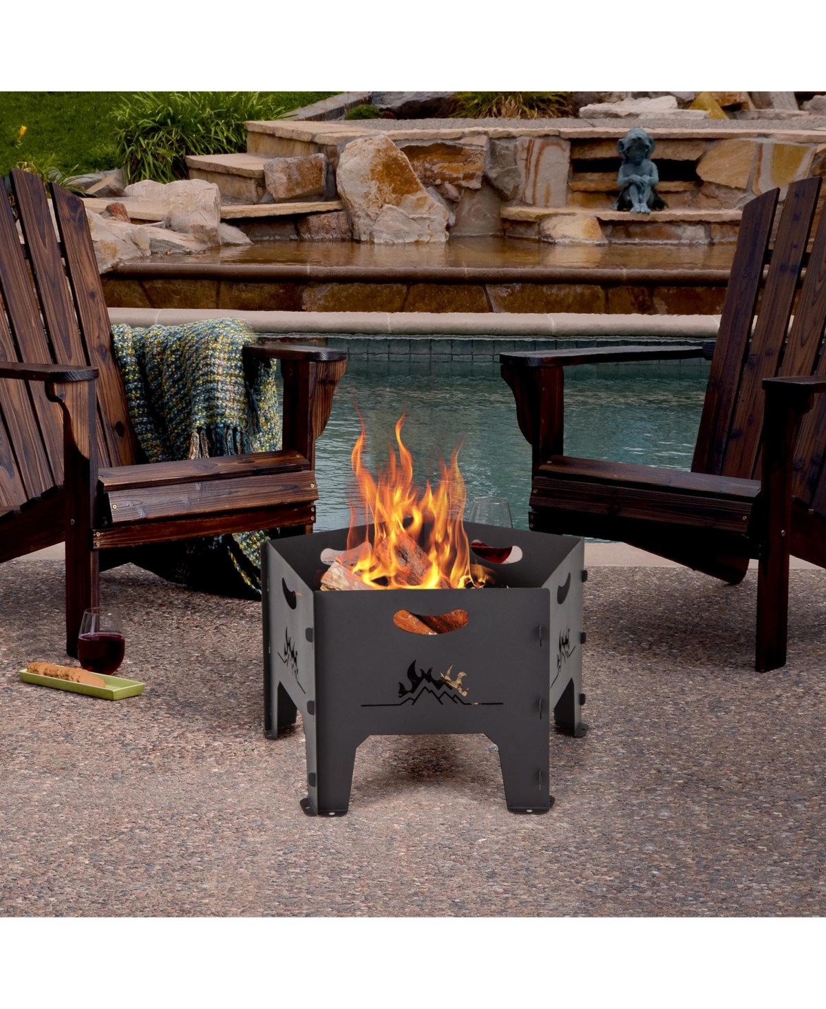 Inolait Inches Collapsible Portable Plug Fire Pit with Storage Bag