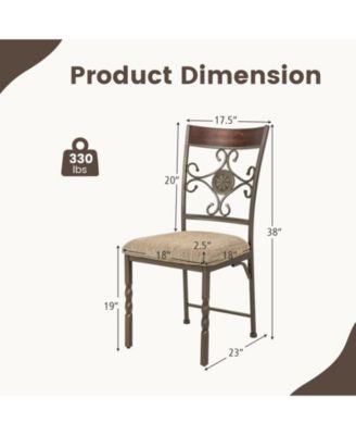 Set of 2 Dining Room Chairs Armless Kitchen Chairs Set with Seat Cushion