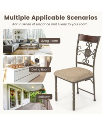 Set of 2 Dining Room Chairs Armless Kitchen Chairs Set with Seat Cushion