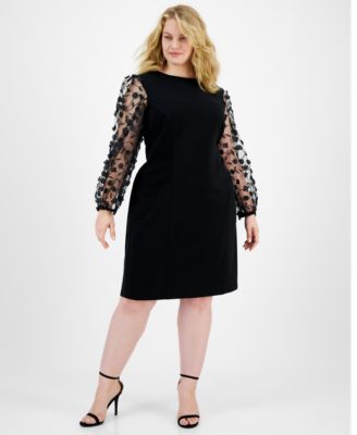 Plus Size Floral Applique Sheath Dress