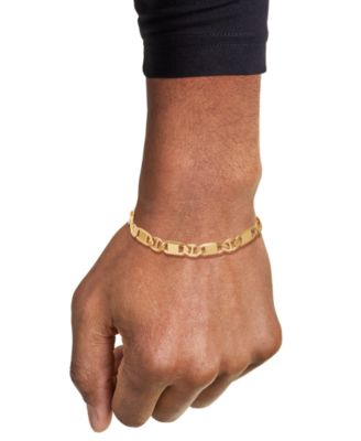 Men's Textured Mixed Mariner Link Chain Bracelet in 14k Gold-Plated Sterling Silver
