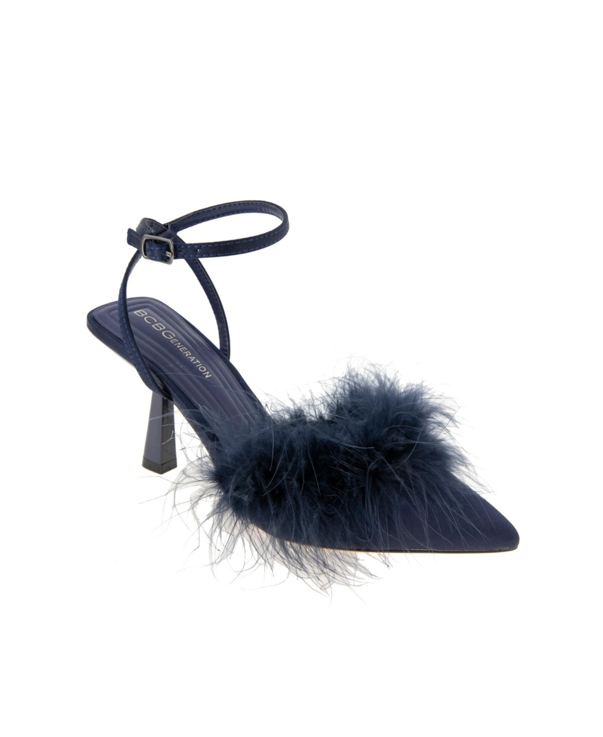 BCBGeneration Women's Iliana Ankle Strap Feather Detail Pumps